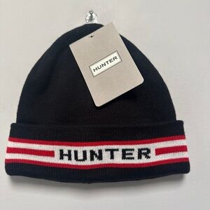 Hunter Black Knit Hat with Logo NWT